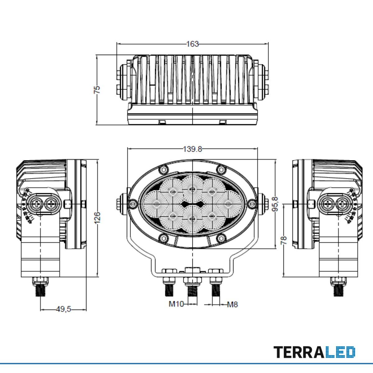 LED Arbeitsscheinwerfer TerraLED Heavy Duty 80 Watt oval