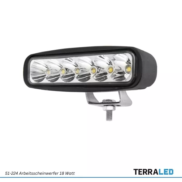 LED Arbeitsscheinwerfer 18W Spot 6000K 1400lm IP68 9–32V CISPR25