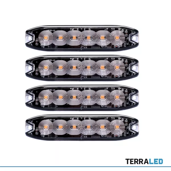 LED Blitzer ultra dünn Serie Intensity 6 LEDs orange ECE-R65-241 | Vorteilspack | SET 4 Stück