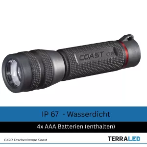 Coast GX20 Wasserdichte Taschenlampe mit Fokus - 1200 lm