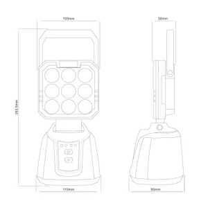 LED Arbeitsscheinwerfer mit Akku 2200 Lumen mit KFZ-Stecker SOS-Funktion