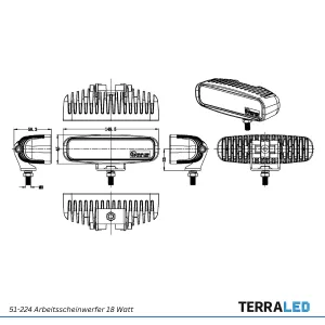 LED Arbeitsscheinwerfer 18W Spot 6000K 1400lm IP68 9–32V CISPR25