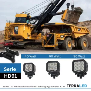 LED Arbeitsscheinwerfer 40 Watt Heavy-Duty-Ausführung | 3600 Lumen | mit Schwingungsdämpfer