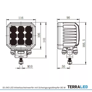 LED Arbeitsscheinwerfer 90 Watt Heavy-Duty-Ausführung | 8100 Lumen | mit Schwingungsdämpfer
