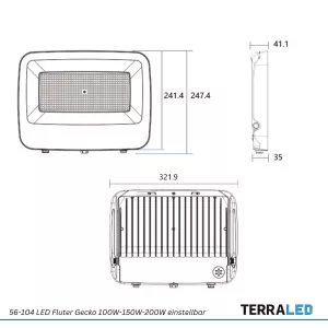 LED Außenstrahler GECKO 100W 150W 200 Watt einstellbar 230V Hofbeleuchtung