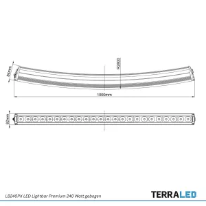 LED Light-Bar 240 Watt Länge 1000mm gebogene Premium-Ausführung