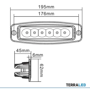 LED Scheinwerfer 18 Watt 1750 Lumen Einbau einreihig