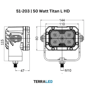 LED Arbeitsscheinwerfer 50 Watt Titan Heavy-Duty-Ausführung | 4.250 Lumen | Bagger Baumaschinen