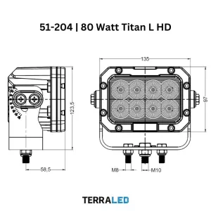 LED Arbeitsscheinwerfer 80 Watt Heavy Duty Ausführung | Serie Titan | 6.400 Lumen | Radlader - Bagger