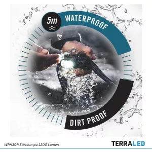 LED Stirnlampe WPH30R 1200 Lumen wiederaufladbar wasserdicht IP68