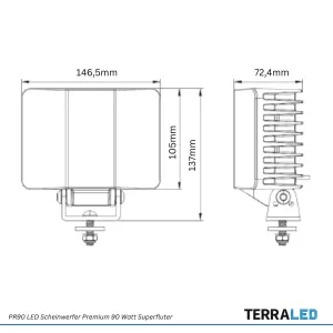 LED Zusatzscheinwerfer 90W Superfluter 9500 Lumen extra breite Ausleuchtung 120°