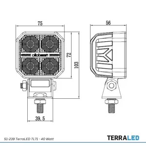 TerraLED TL71 LED Arbeitsscheinwerfer 3300 lm | 40 W | IP68